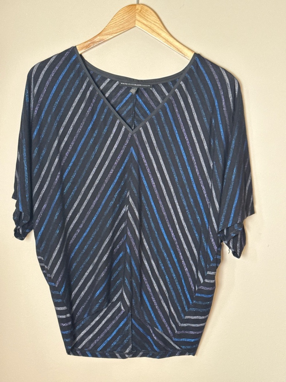 White House Black Market Metallic Stripe Dolman Top Small